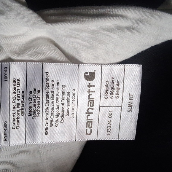Carhartt Size 6 Slim Fit Black Jeans - Picture 3 of 13